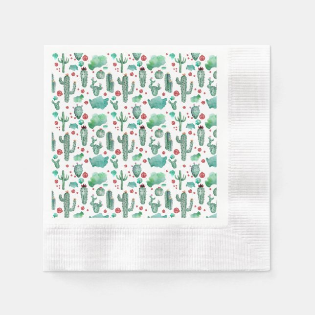 Serviette En Papier motif cactus et ladybug -, arrière - plan blanc (Devant)