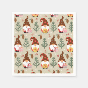 Serviette En Papier Motif cadeau Noël Gnomes