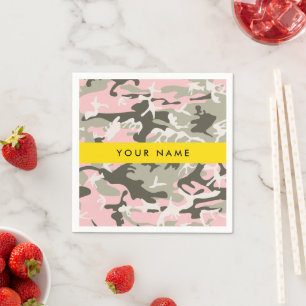 Serviette En Papier Motif camouflage rose et vert Personnalisez votre