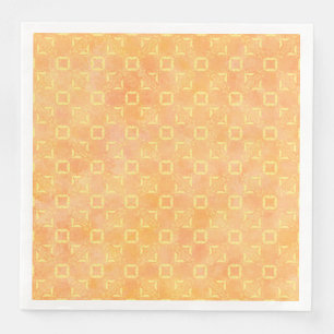 Serviette En Papier Motif Carré Abstrait jaune, rose et orange