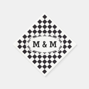 Serviette En Papier Motif Carré d'échecs - noir + votre texte & backgr