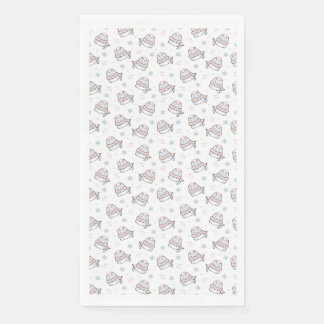 Serviette En Papier Motif Chat d'hiver mignon avec Écharpes et Flocon 