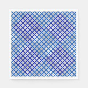 Serviette En Papier Motif Checker diagonal Bleu 02,w LGrey BG