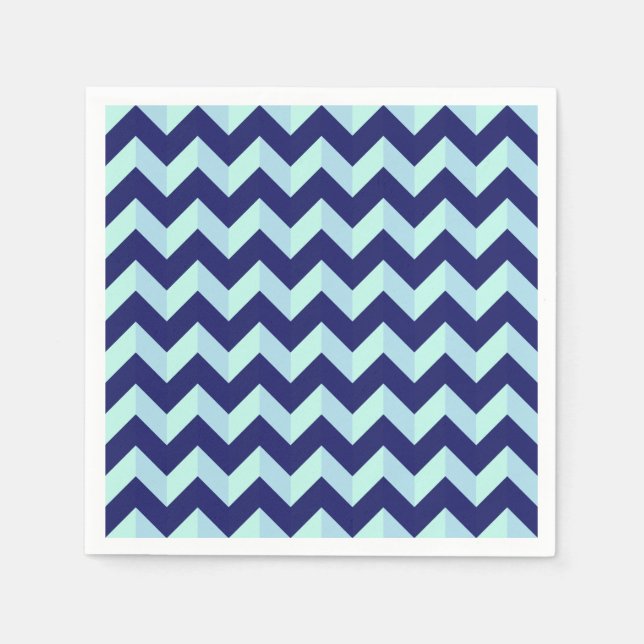 Serviette En Papier Motif Chevron Bleu (Devant)