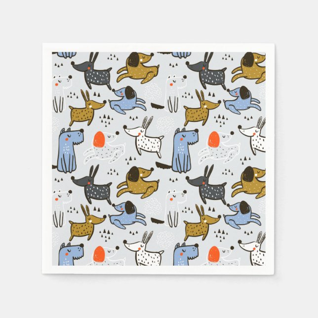 Serviette En Papier Motif chien mignon Doodle (Devant)