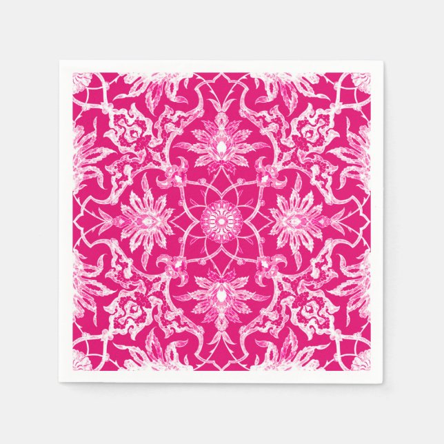 Serviette En Papier Motif chinois Art nouveau - Fuschia rose (Devant)