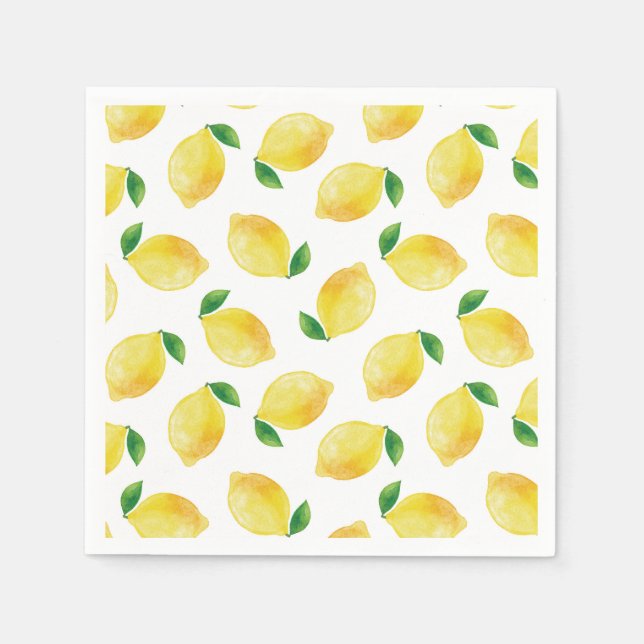 Serviette En Papier Motif citron aquarelle (Devant)