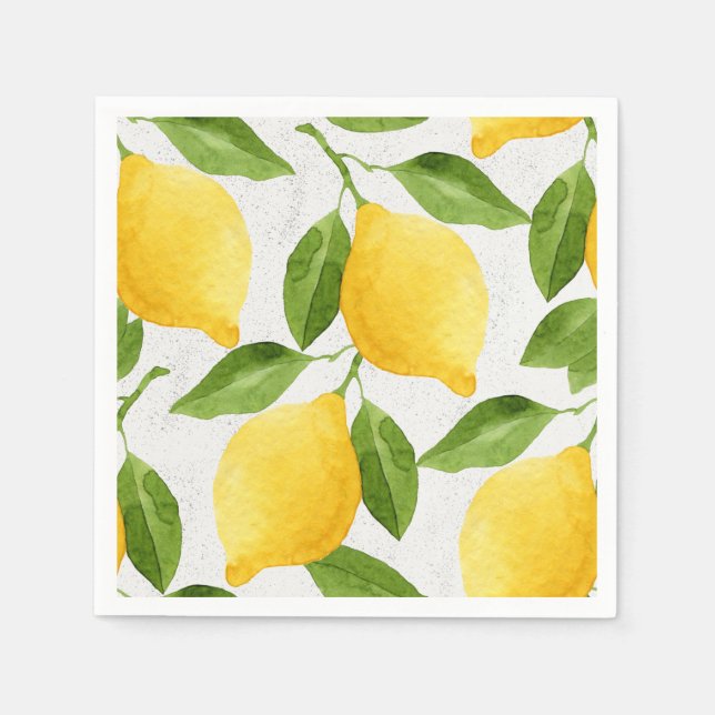 Serviette En Papier Motif citrons aquarelle (Devant)