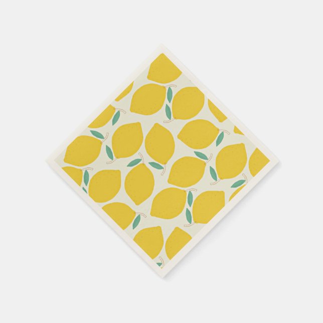 Serviette En Papier Motif citrons jaunes (Coin)