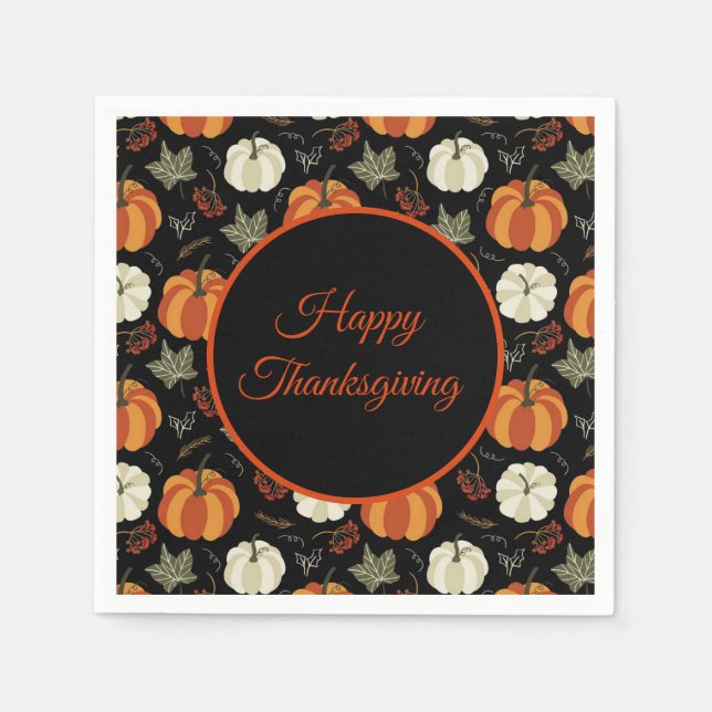Serviette En Papier Motif Citrouille d'automne Thanksgiving (Devant)