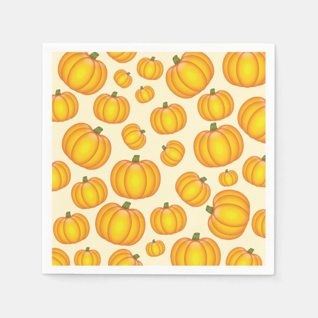 Serviette En Papier Motif Citrouille de dessin animé orange (Devant)