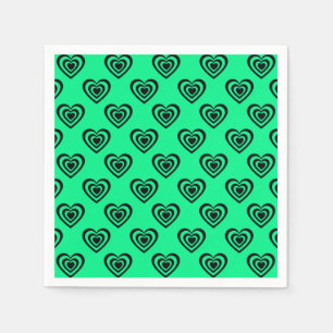 Serviette En Papier Motif Coeur Hypnotique Retro Mint Green