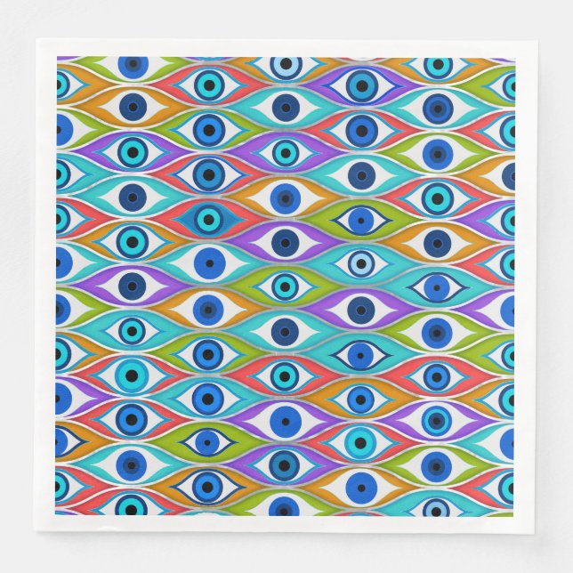 Serviette En Papier Motif coloré pour la protection des yeux du mal (Devant)