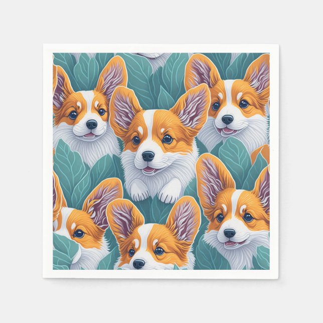 Serviette En Papier Motif Corgi (Devant)