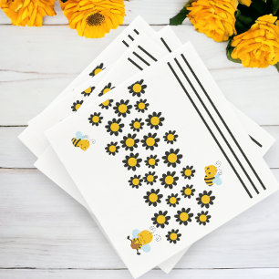 Serviette En Papier Motif d'abeilles à Fleur Jaune