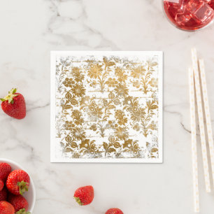 Serviette En Papier Motif damassé doré d'écriture grunge vintage