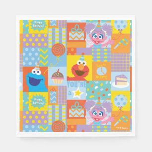Serviette En Papier Motif d'anniversaire Elmo, Abby et Cookie Monster