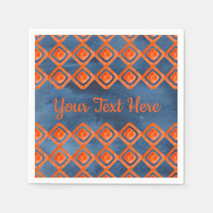 Serviette En Papier Motif d'aquarelle bleu orange Navy