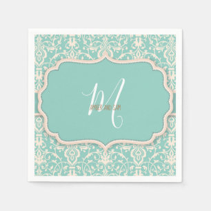 Serviette En Papier Motif d'aquarelle bleu vintage