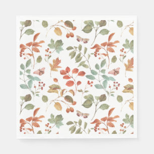Serviette En Papier Motif d'aquarelle de feuillage de automne rustique