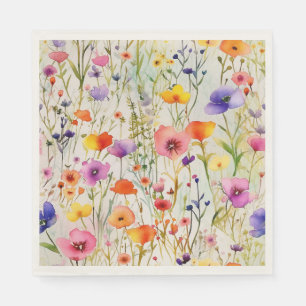 Serviette En Papier Motif d'aquarelle fleur sauvage moderne
