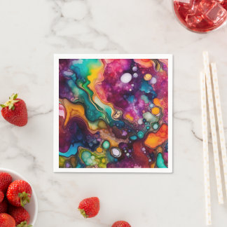 Serviette En Papier Motif d'aquarelle surréaliste psychédélique