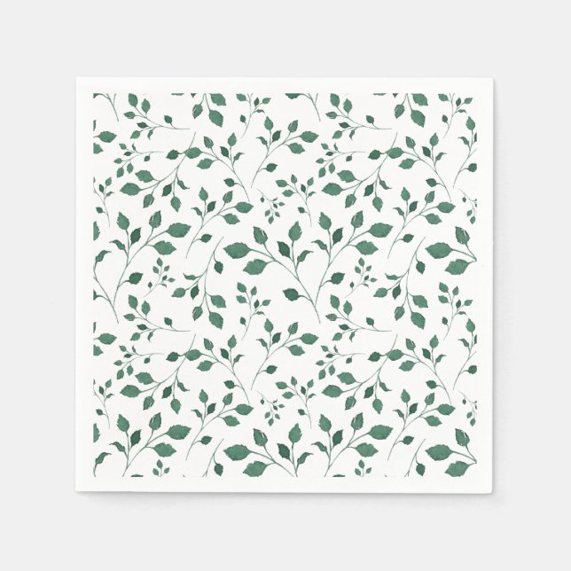 Serviette En Papier Motif d'aquarelle vert rustique (Devant)