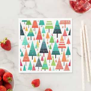 Serviette En Papier Motif d'arbres de Noël colorés