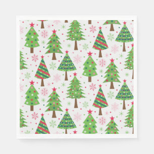 Serviette En Papier Motif d'arbres de Noël verts festifs décoratifs