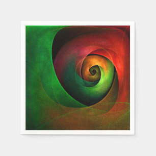 Serviette En Papier Motif d'art abstrait moderne floral rouge et vert