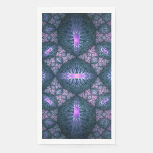 Serviette En Papier motif d'art fractal 3D Turquoise violet rose