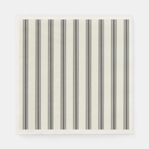 Serviette En Papier Motif de bande verticale en ivoire noir