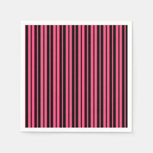 Serviette En Papier Motif de bandes verticales en noir rose