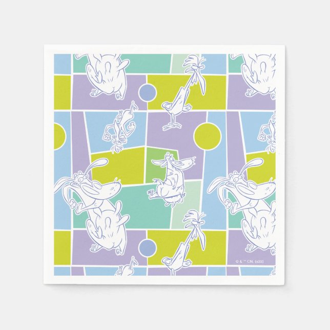 Serviette En Papier Motif de bloc couleur vache et poulet (Devant)
