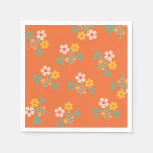 Serviette En Papier Motif de bouquet de la marmite orange rétro