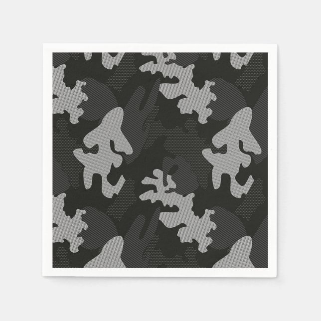 Serviette En Papier Motif de camouflage noir (Devant)