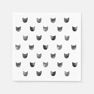 Serviette En Papier Motif de chats chic noir et blanc
