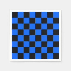 Serviette En Papier Motif de chèque en À damiers noir bleu