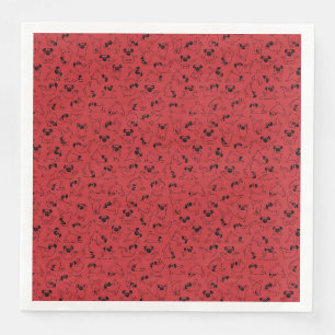 Serviette En Papier motif de chien de yoga mignon sur fond rouge
