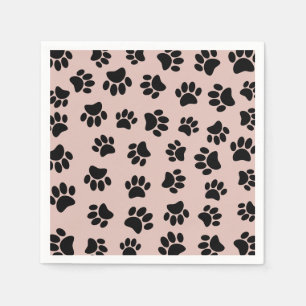 Serviette En Papier Motif de chien noir sur or Rose