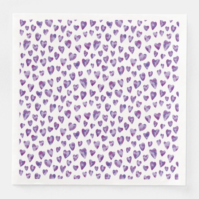 Serviette En Papier Motif de coeur d'amour pourpre (Devant)