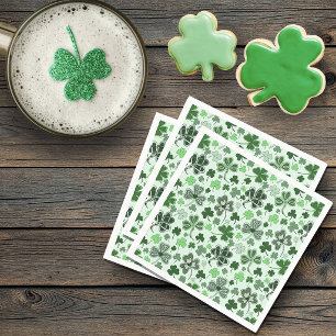 Serviette En Papier Motif de cœurs de trèfle vert clair ludique celtiq