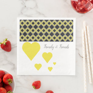Serviette En Papier Motif De Coeurs Jaunes