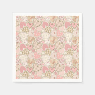 Serviette En Papier Motif de Coeurs Romantiques mignons