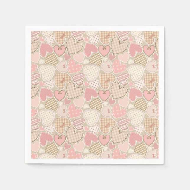 Serviette En Papier Motif de Coeurs Romantiques mignons (Devant)