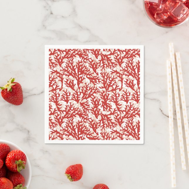 Serviette En Papier Motif de corail rouge (En situation)