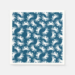 Serviette En Papier Motif de crabe blanc et bleu sans joint