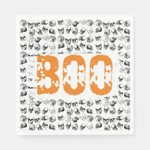 Serviette En Papier Motif de crâne Éffrayant Orange Boo Halloween