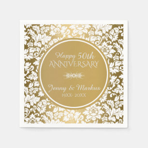Serviette En Papier Motif de Damas florales blanches