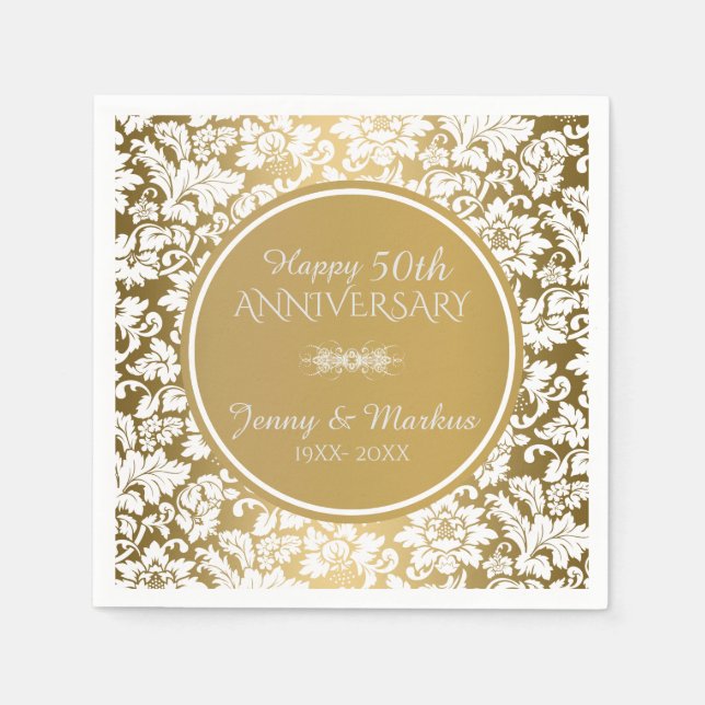Serviette En Papier Motif de Damas florales blanches (Devant)